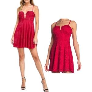Layered With Love Scarlet Lace Mini Red Dress Size S